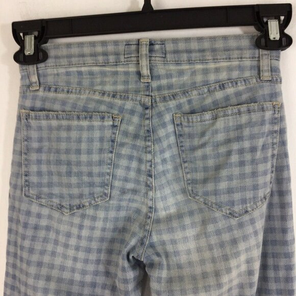 Current Elliot Gingham Checkered Crop Denim Pants - Picture 4 of 8